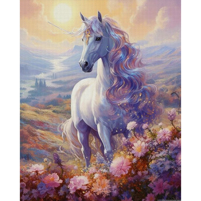 Unicorn And Flowers - 14CT Stamped Cross Stitch 40*50CM