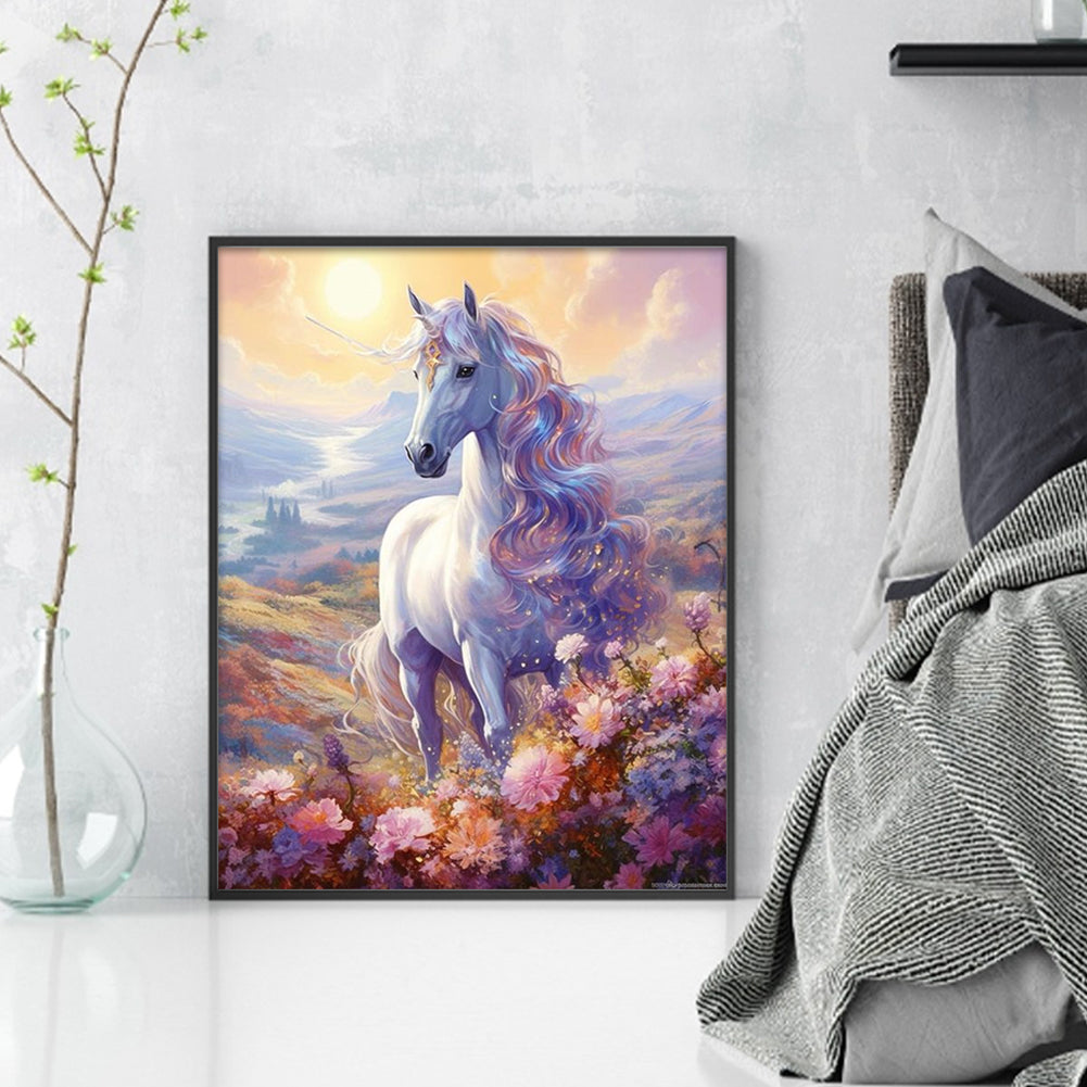 Unicorn And Flowers - 14CT Stamped Cross Stitch 40*50CM