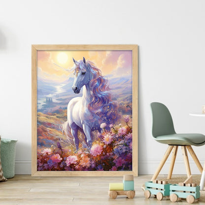 Unicorn And Flowers - 14CT Stamped Cross Stitch 40*50CM