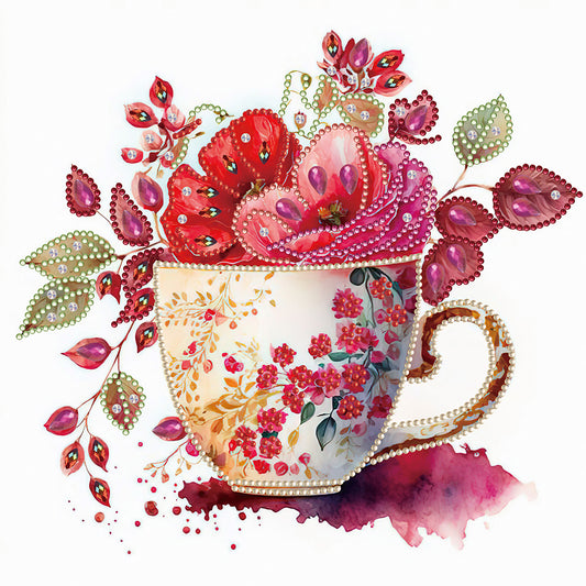 Flower Cup - Special Shaped Drill Diamond Painting 30*30CM