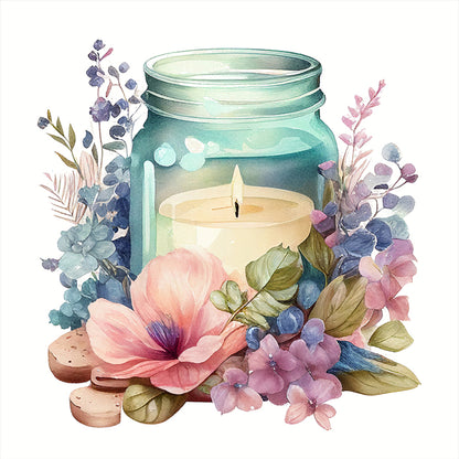 Candles And Flowers In Bottle - 18CT Stamped Cross Stitch 35*35CM