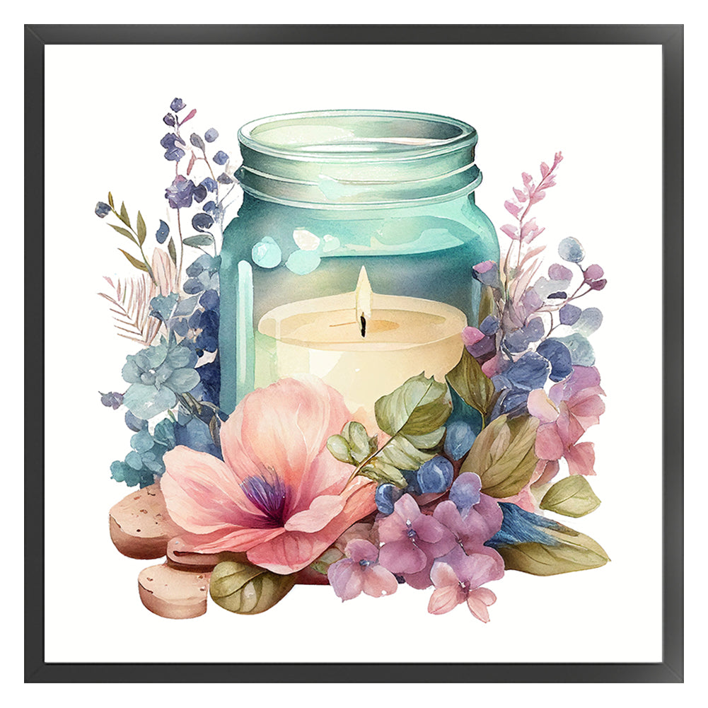 Candles And Flowers In Bottle - 18CT Stamped Cross Stitch 35*35CM