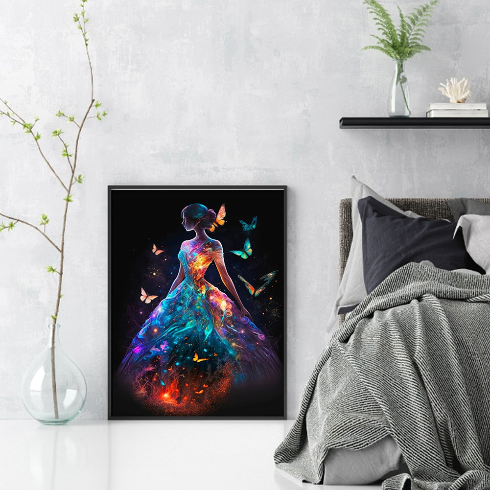 Glowing Butterfly Girl - 18CT Stamped Cross Stitch 35*45CM