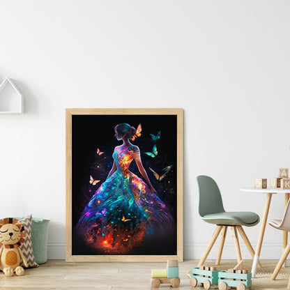 Glowing Butterfly Girl - 18CT Stamped Cross Stitch 35*45CM