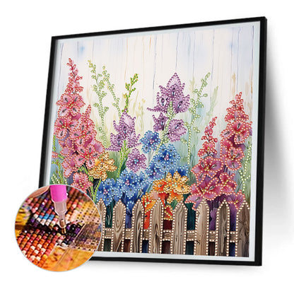 Flowers In Fence - Special Shaped Drill Diamond Painting 30*30CM