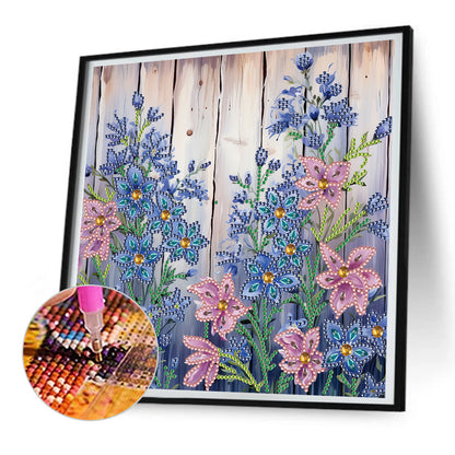 Flowers In Fence - Special Shaped Drill Diamond Painting 30*30CM