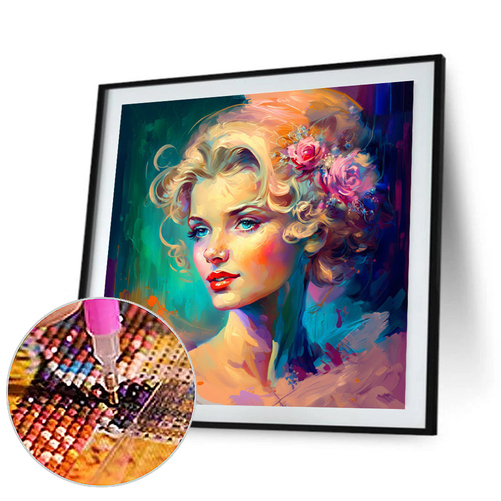 Flower Woman - Full Round Drill Diamond Painting 40*40CM