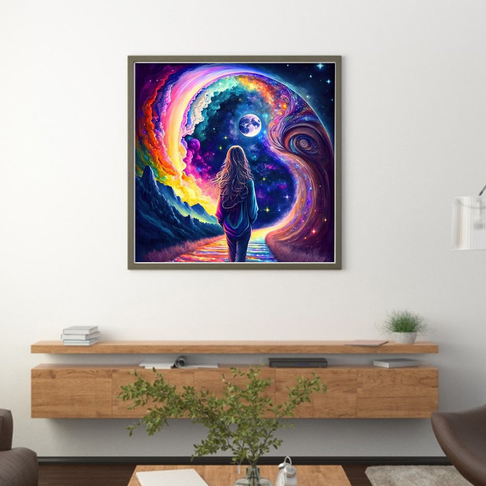 Rainbow Girl - 18CT Stamped Cross Stitch 40*40CM