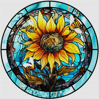 Glass Painting - Sunflower - 11CT Stamped Cross Stitch 40*40CM