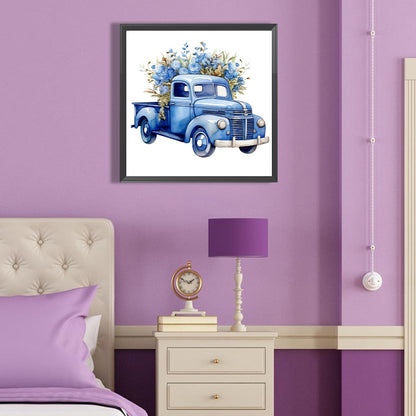 Blue Flower Truck - Full Round Drill Diamond Painting 40*40CM