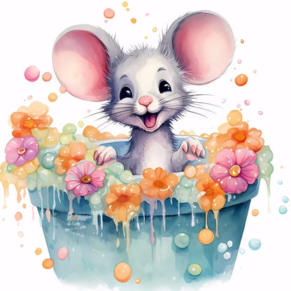 Mouse Taking A Bath - Full Round Drill Diamond Painting 40*40CM