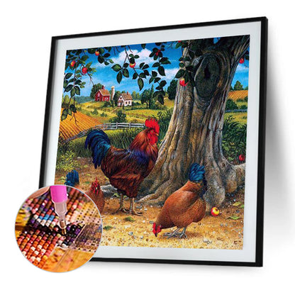 Farm Chicken - Full AB Dril Round Diamond Painting 40*40CM