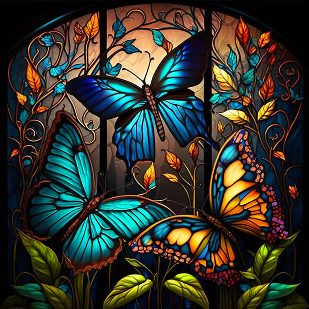 Butterfly Glass Painting - Full Round Drill Diamond Painting 40*40CM