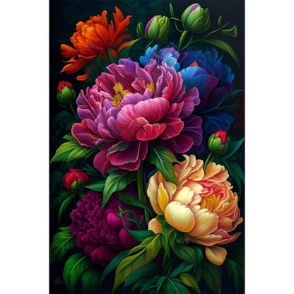 Night Peony - Full AB Dril Round Diamond Painting 40*60CM