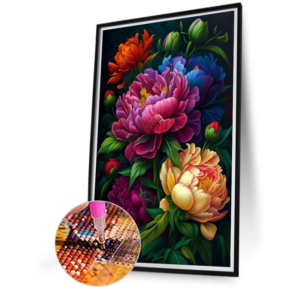 Night Peony - Full AB Dril Round Diamond Painting 40*60CM