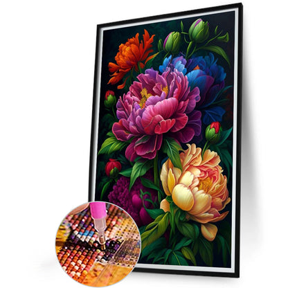 Night Peony - Full AB Dril Round Diamond Painting 40*60CM