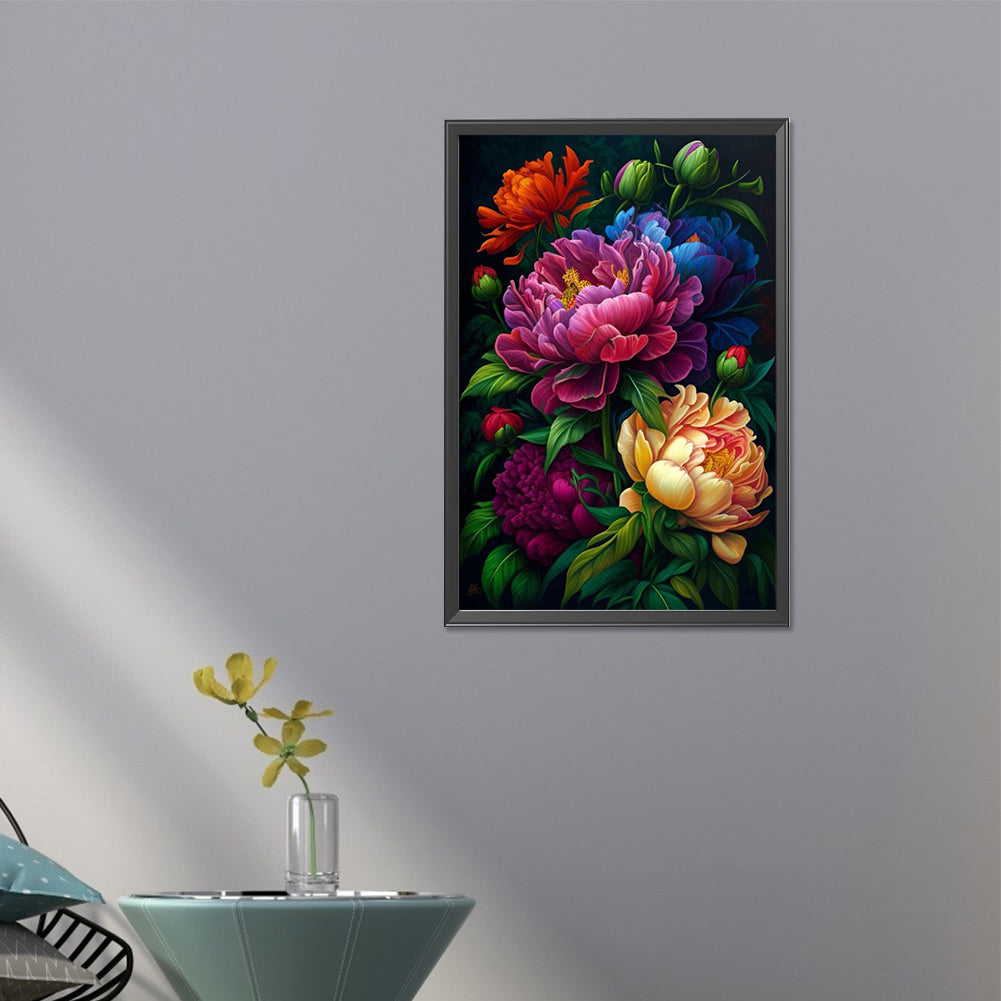 Night Peony - Full AB Dril Round Diamond Painting 40*60CM