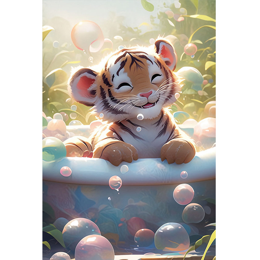 Tiger Taking A Bath - Full Square Drill Diamond Painting 40*60CM