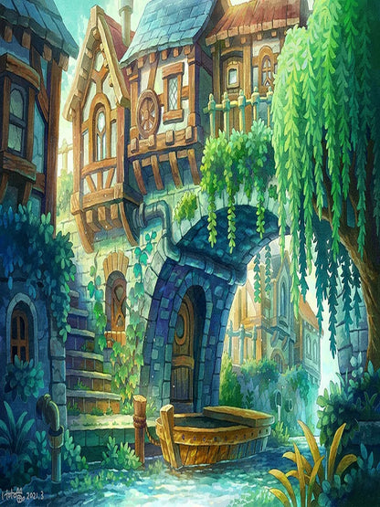 Xiaozhouqiao Water - Full Round Drill Diamond Painting 50*40CM