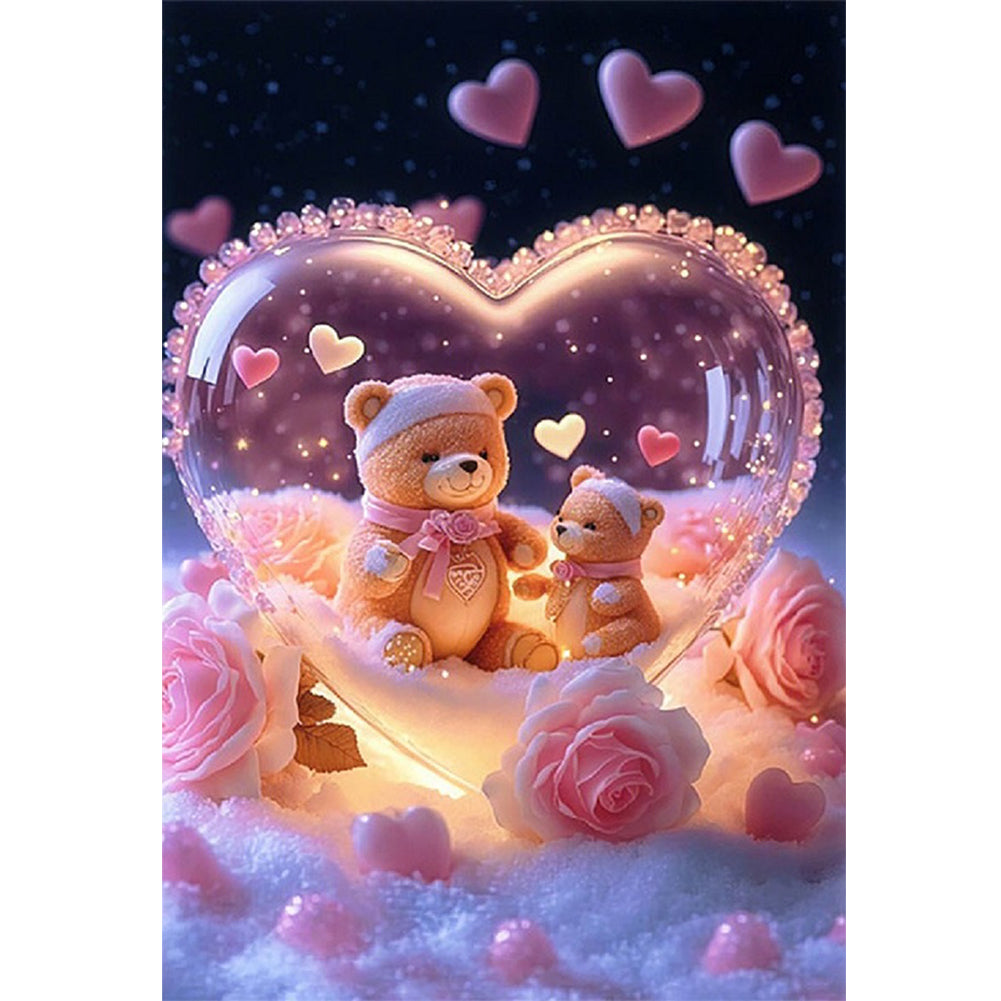 Rose Bear Love Crystal Ball - 11CT Stamped Cross Stitch 40*60CM