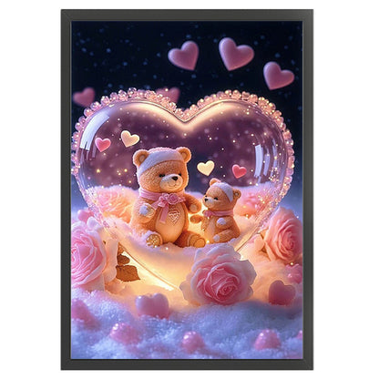 Rose Bear Love Crystal Ball - 11CT Stamped Cross Stitch 40*60CM