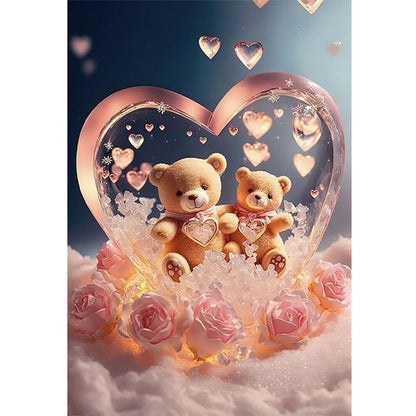 Rose Bear Love Crystal Ball - 11CT Stamped Cross Stitch 40*60CM