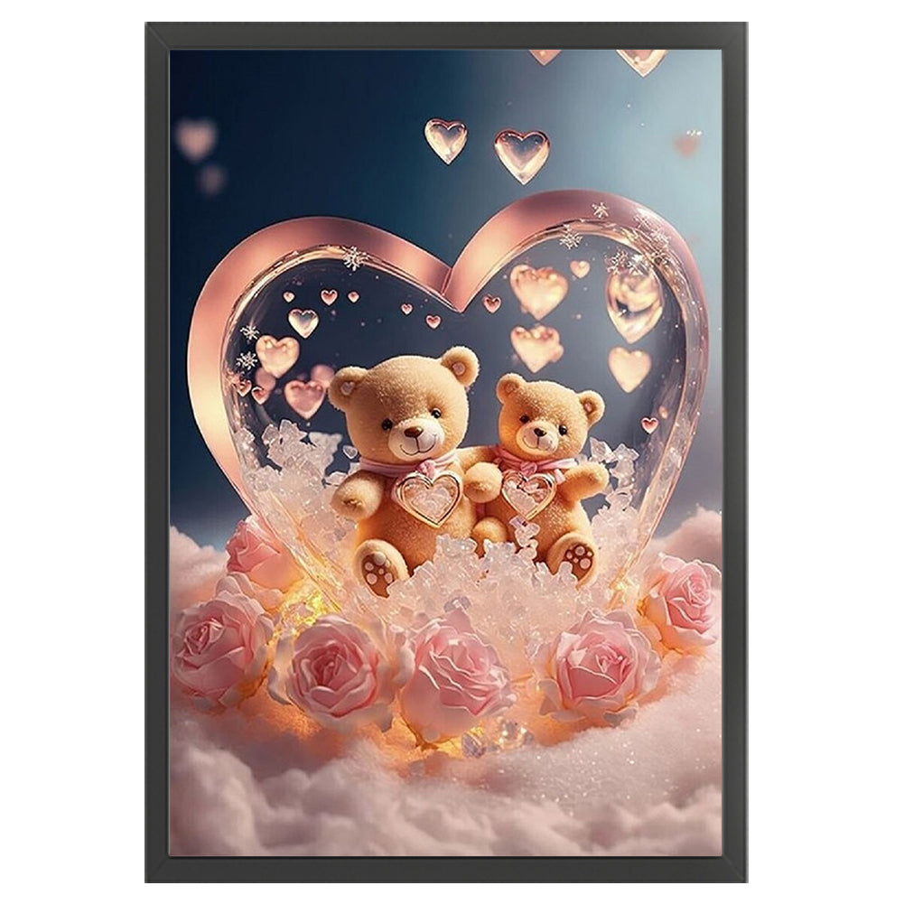 Rose Bear Love Crystal Ball - 11CT Stamped Cross Stitch 40*60CM