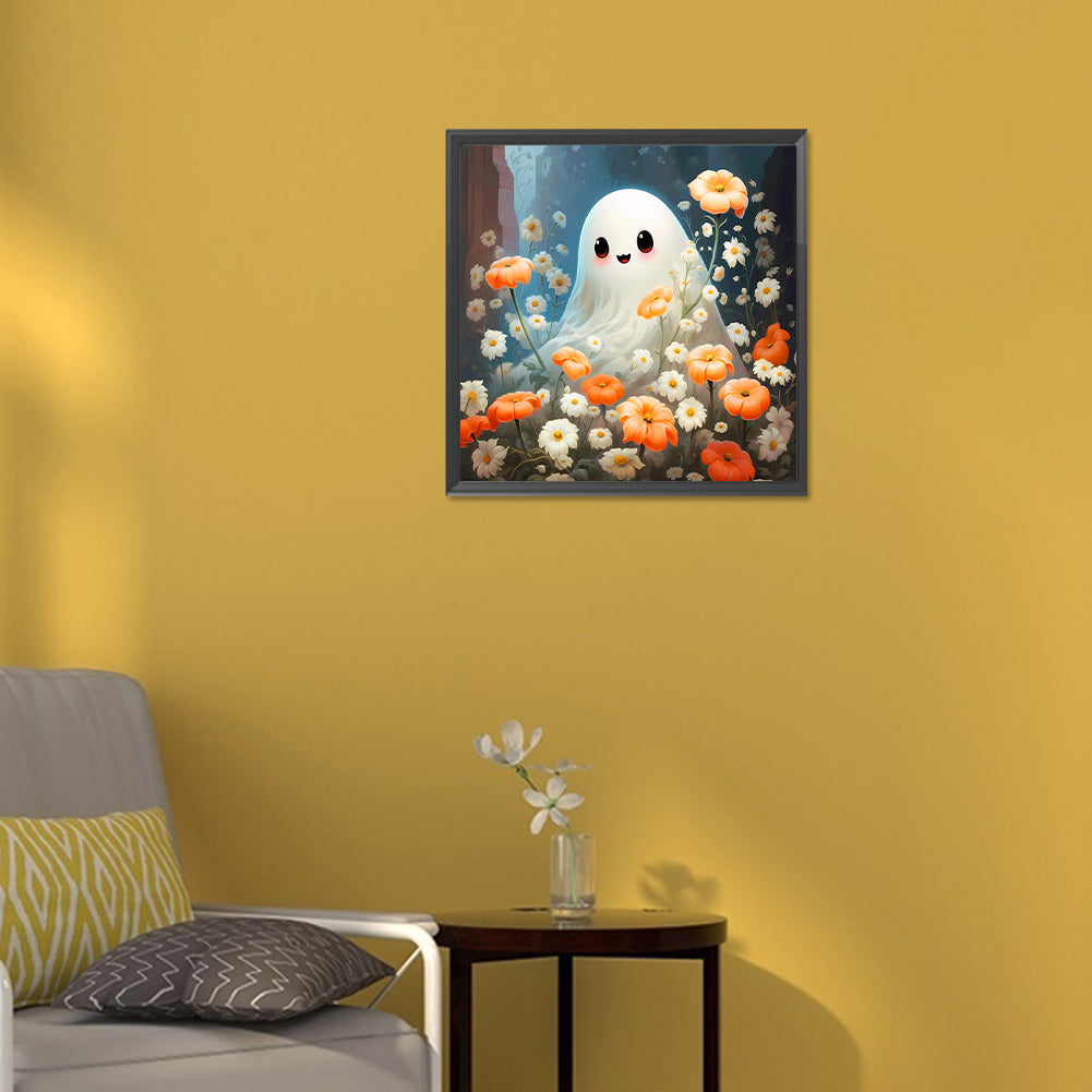 Halloween Flower Viewing Ghosts - Full Round Drill Diamond Painting 30*30CM