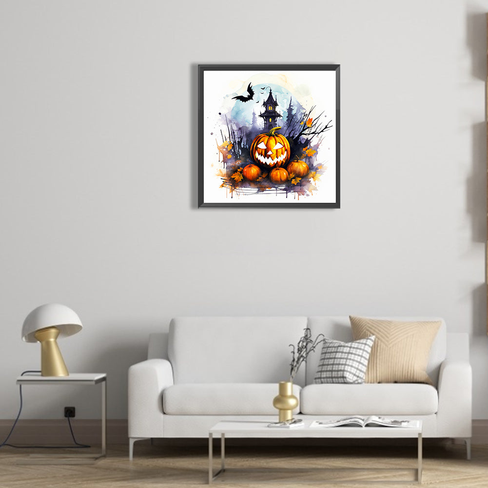 Halloween Pumpkin Castle - Full Round Drill Diamond Painting 30*30CM