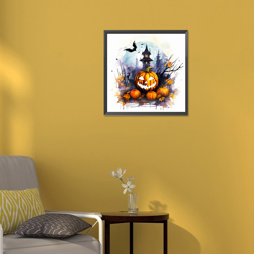 Halloween Pumpkin Castle - Full Round Drill Diamond Painting 30*30CM