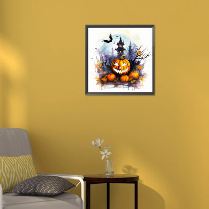 Halloween Pumpkin Castle - Full Round Drill Diamond Painting 30*30CM