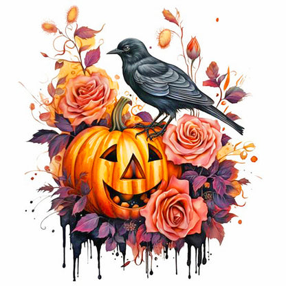 Halloween Crow Pumpkin - Full Round Drill Diamond Painting 30*30CM