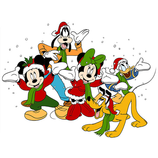 Mickey Mouse Enjoys The Snow With His Friends - Full Round Drill Diamond Painting 40*30CM