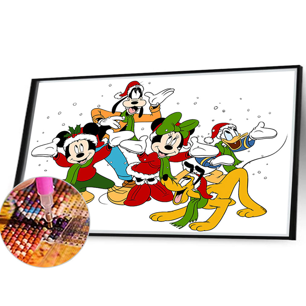 Mickey Mouse Enjoys The Snow With His Friends - Full Round Drill Diamond Painting 40*30CM