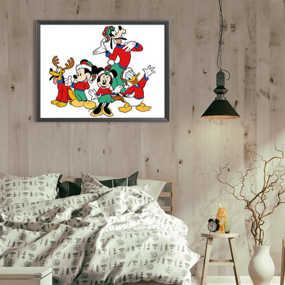 Mickey Mouse Takes Photos With Friends - Full Round Drill Diamond Painting 40*30CM