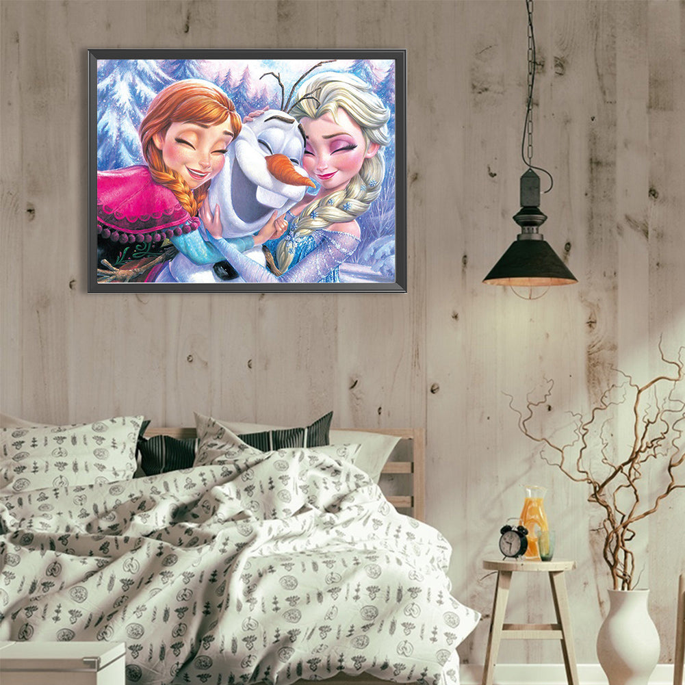 Frozen Anna And Elsa - Full Round Drill Diamond Painting 40*30CM