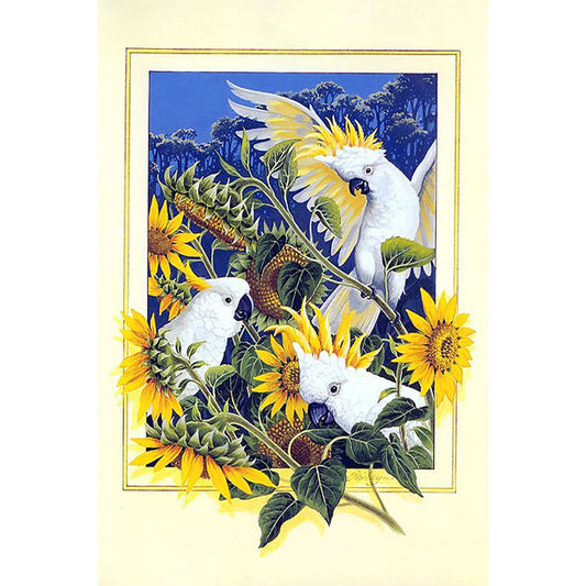 Frame Painted Sunflower Parrot - Full Round Drill Diamond Painting 40*60CM