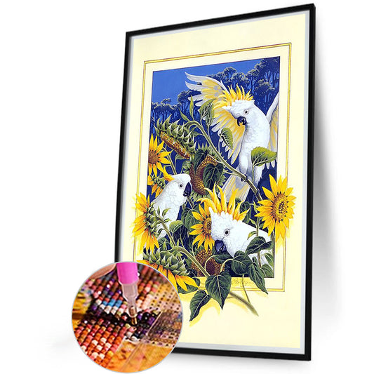 Frame Painted Sunflower Parrot - Full Round Drill Diamond Painting 40*60CM