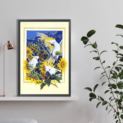 Frame Painted Sunflower Parrot - Full Round Drill Diamond Painting 40*60CM