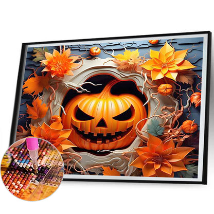 The Broken Pumpkin Smiles Evilly - Full Round Drill Diamond Painting 60*50CM