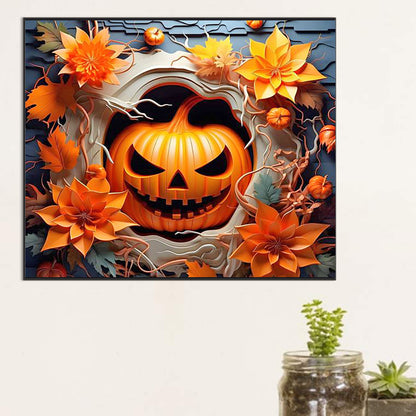 The Broken Pumpkin Smiles Evilly - Full Round Drill Diamond Painting 60*50CM