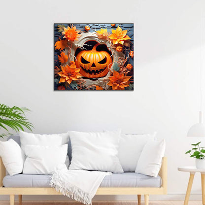 The Broken Pumpkin Smiles Evilly - Full Round Drill Diamond Painting 60*50CM