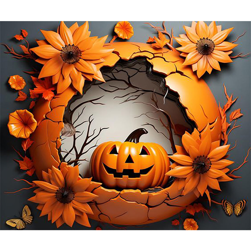 Broken Wall Pumpkin - Full Round Drill Diamond Painting 60*50CM