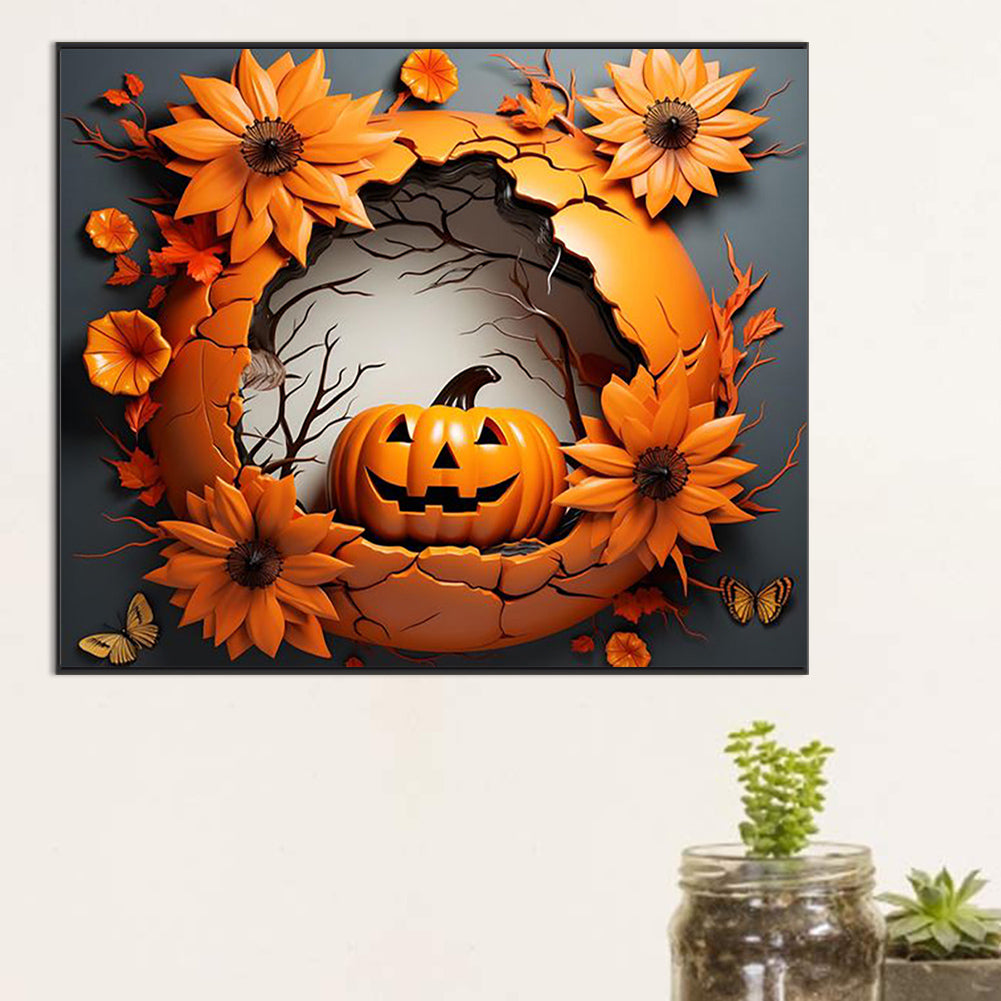 Broken Wall Pumpkin - Full Round Drill Diamond Painting 60*50CM