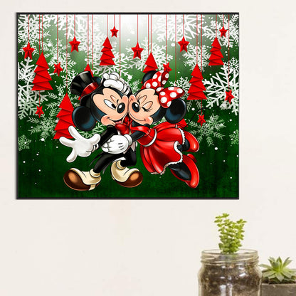 Mickey And Minnie Meeting At Christmas - Full Round Drill Diamond Painting 60*50CM