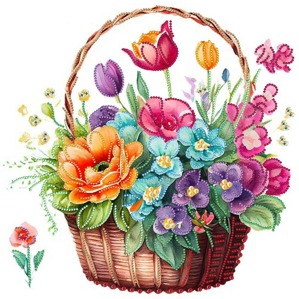 Flower Basket - Special Shaped Drill Diamond Painting 40*40CM