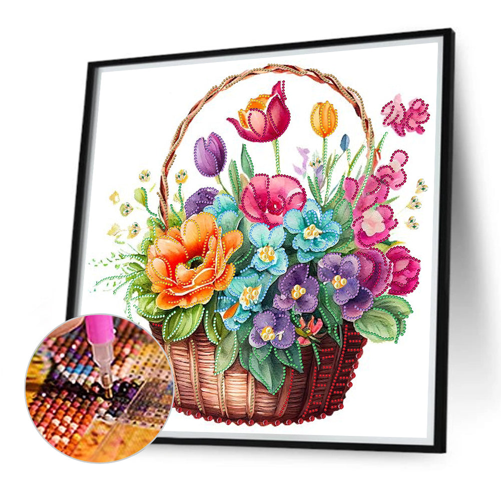 Flower Basket - Special Shaped Drill Diamond Painting 40*40CM