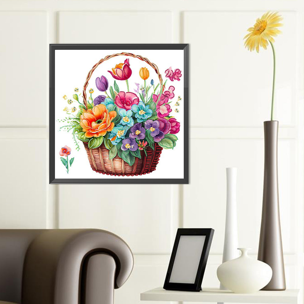 Flower Basket - Special Shaped Drill Diamond Painting 40*40CM