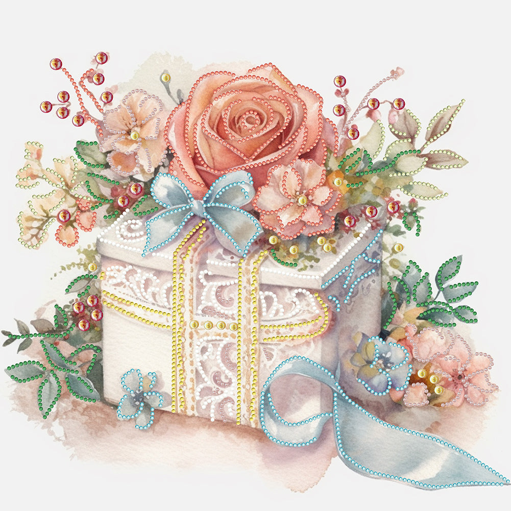 Flower Gift Box - Special Shaped Drill Diamond Painting 40*40CM