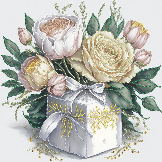 Flower Gift Box - Special Shaped Drill Diamond Painting 40*40CM